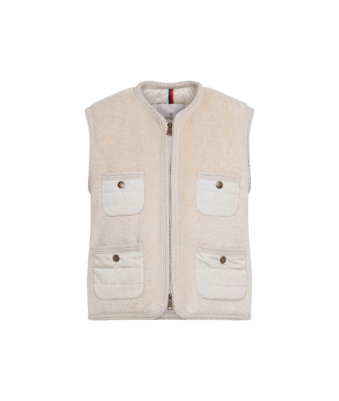 MONCLER Бежевый хлопковый жилет, фото 1