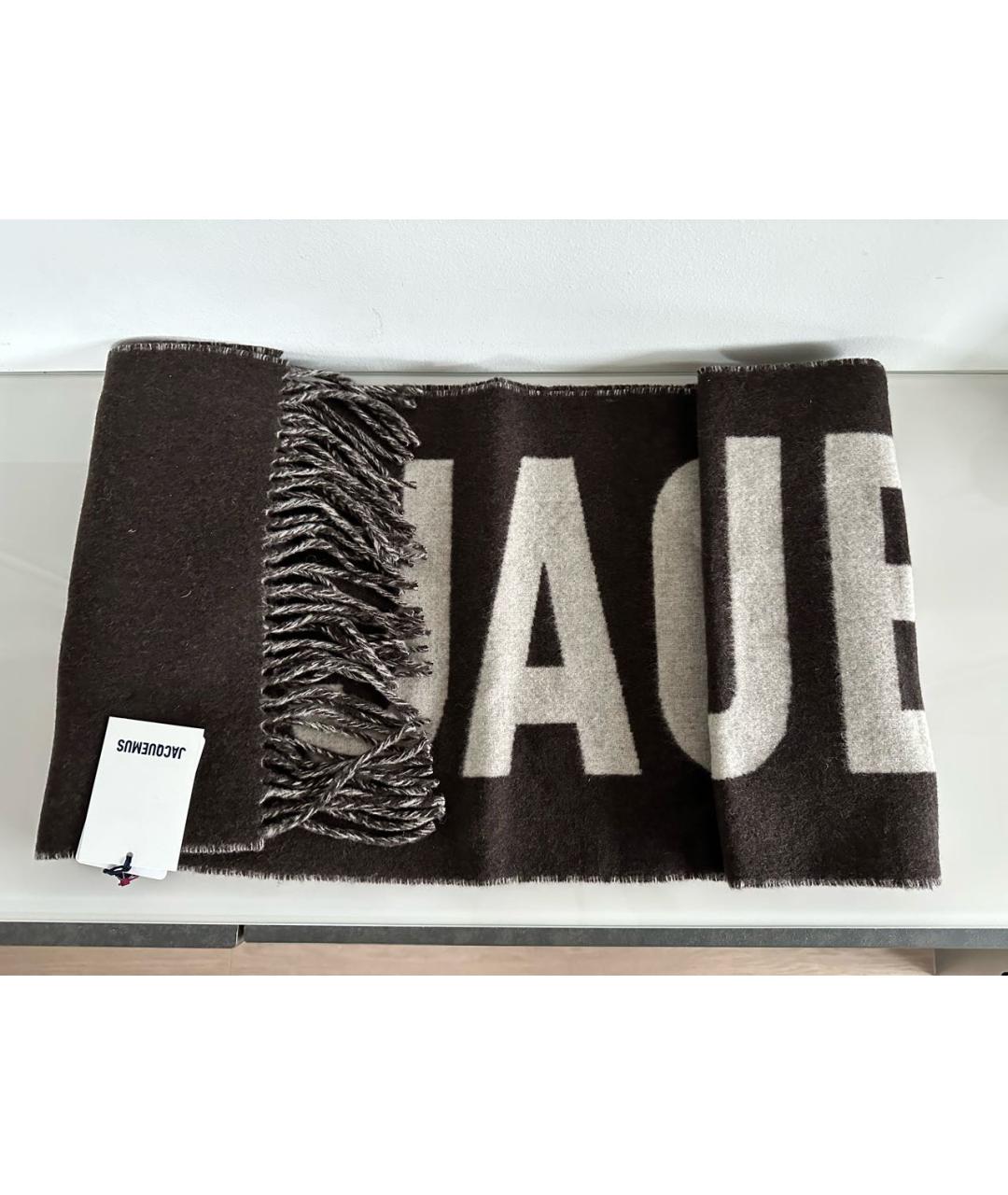JACQUEMUS Коричневый шерстяной шарф, фото 6