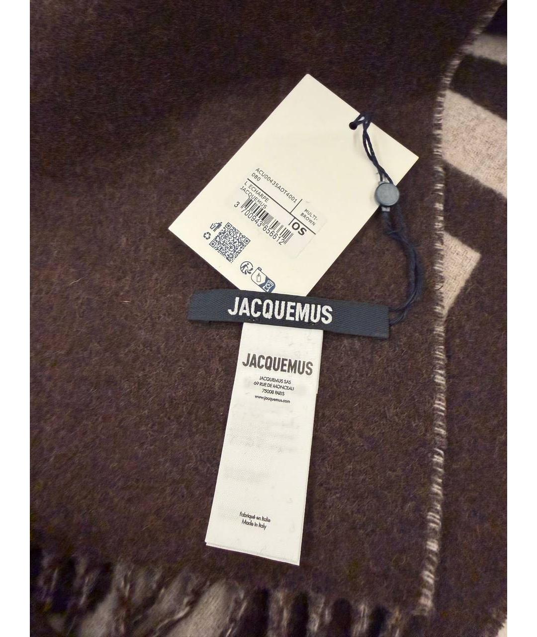 JACQUEMUS Коричневый шерстяной шарф, фото 3