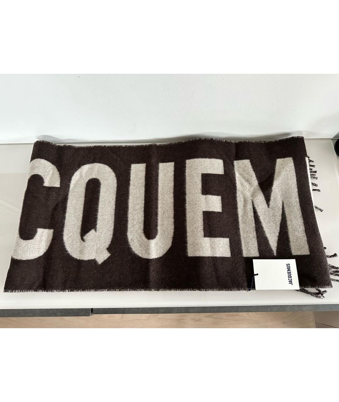 JACQUEMUS Коричневый шерстяной шарф, фото 5