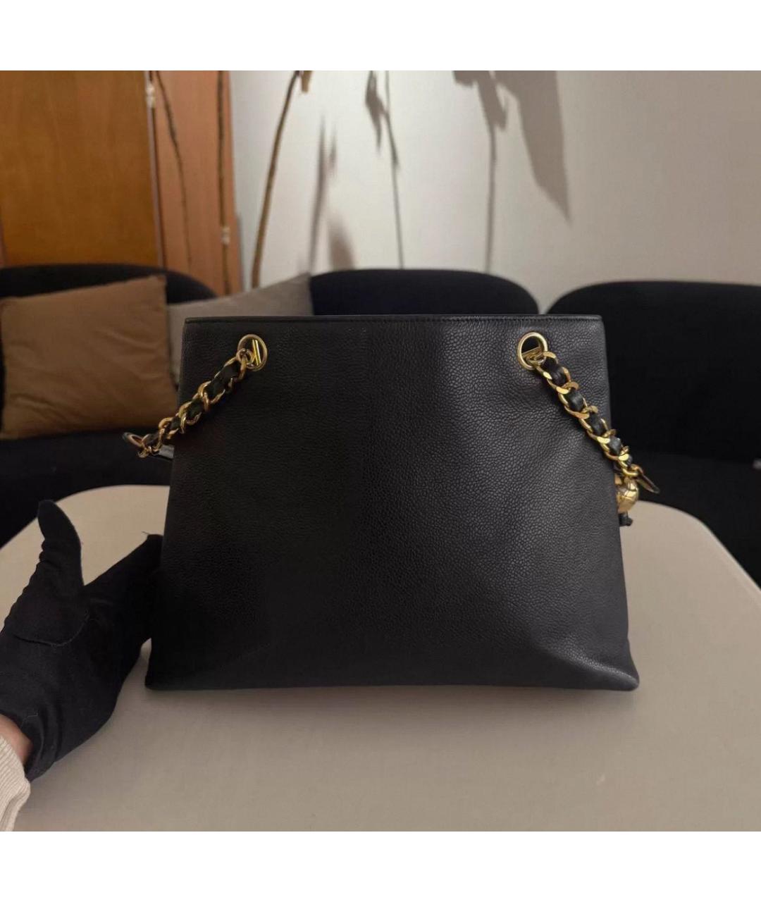 CHANEL Черная кожаная сумка через плечо, фото 3