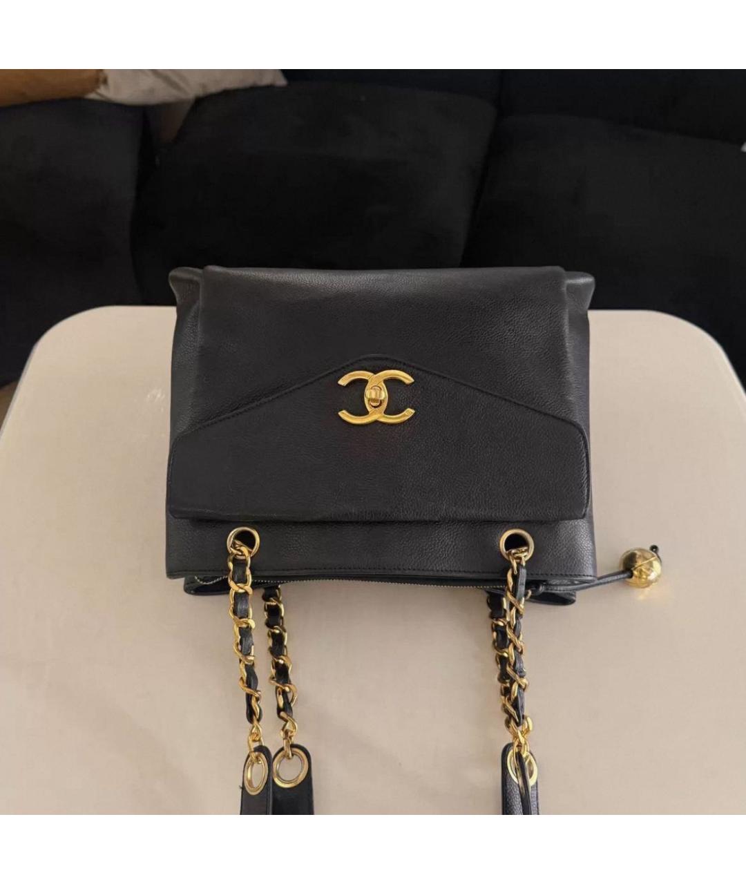 CHANEL Черная кожаная сумка через плечо, фото 7