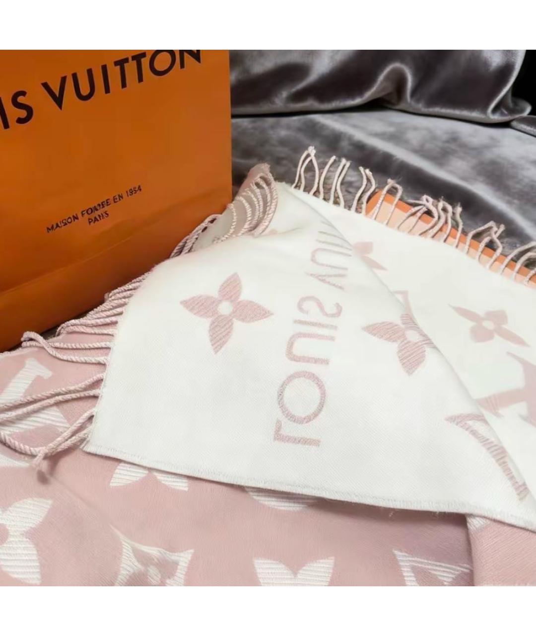 LOUIS VUITTON Розовый шарф, фото 3