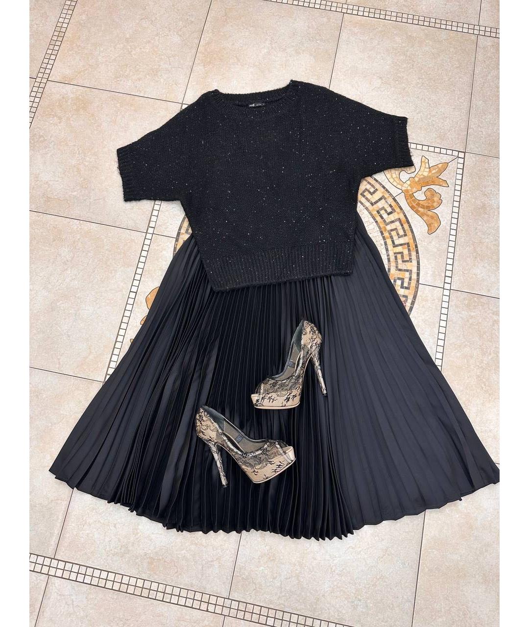 JIL SANDER Черная шелковая юбка миди, фото 6