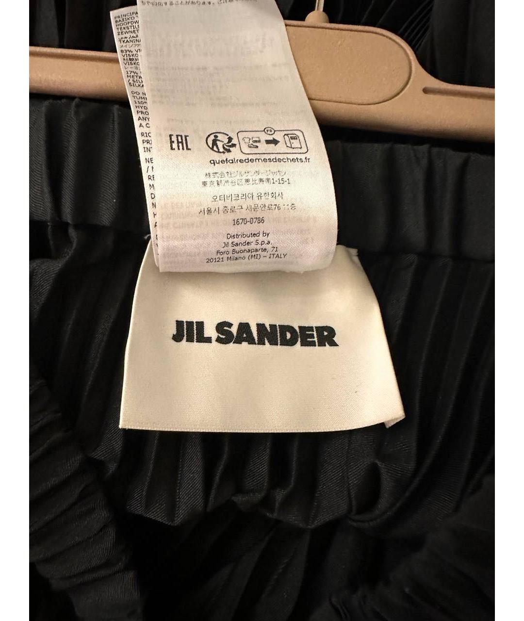 JIL SANDER Черная шелковая юбка миди, фото 5