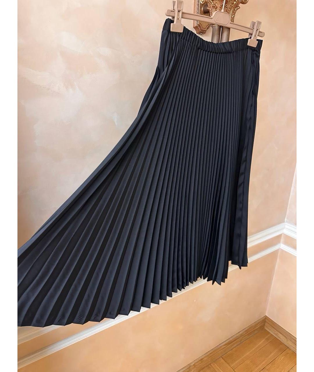 JIL SANDER Черная шелковая юбка миди, фото 2