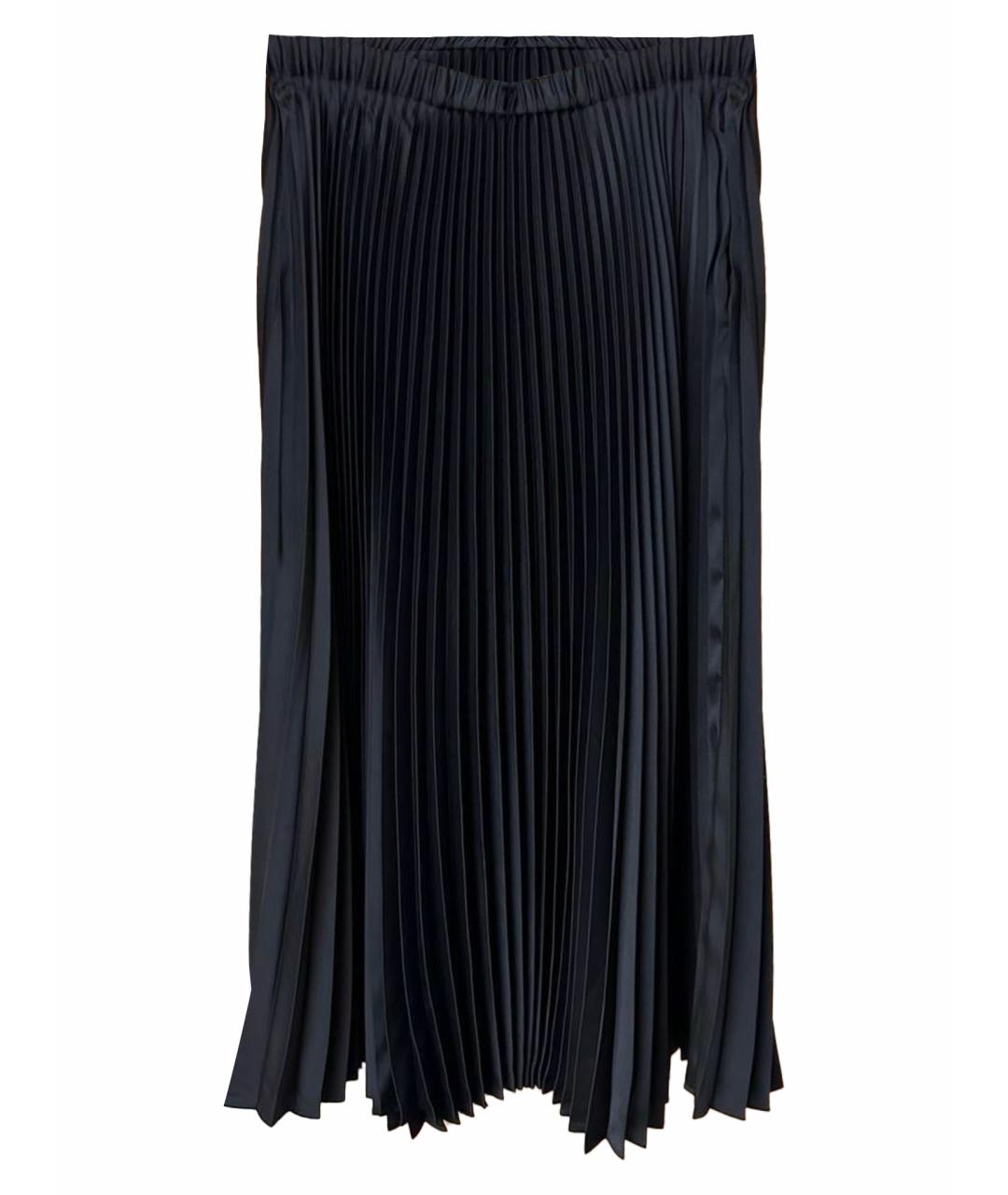 JIL SANDER Черная шелковая юбка миди, фото 1