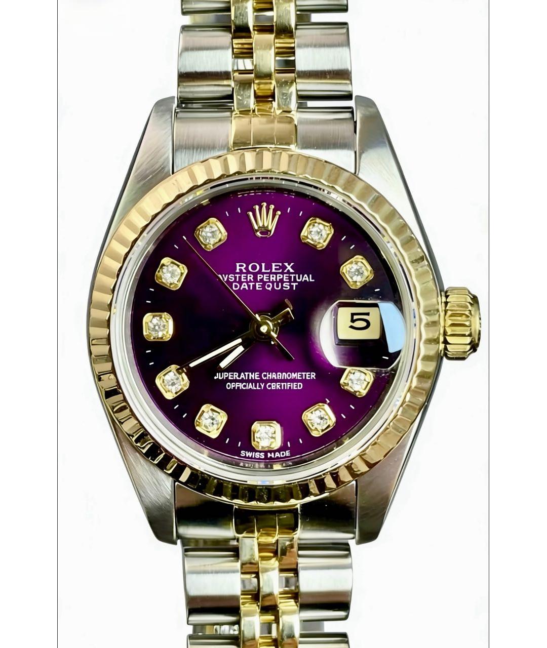 ROLEX Фиолетовые часы из желтого золота, фото 4