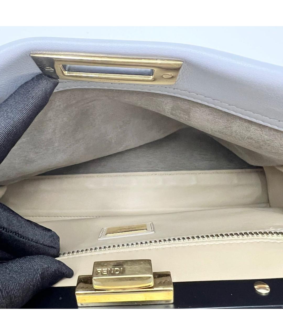 FENDI Серая кожаная сумка с короткими ручками, фото 8