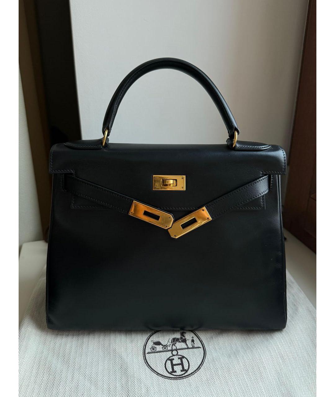 HERMES Черная кожаная сумка с короткими ручками, фото 7