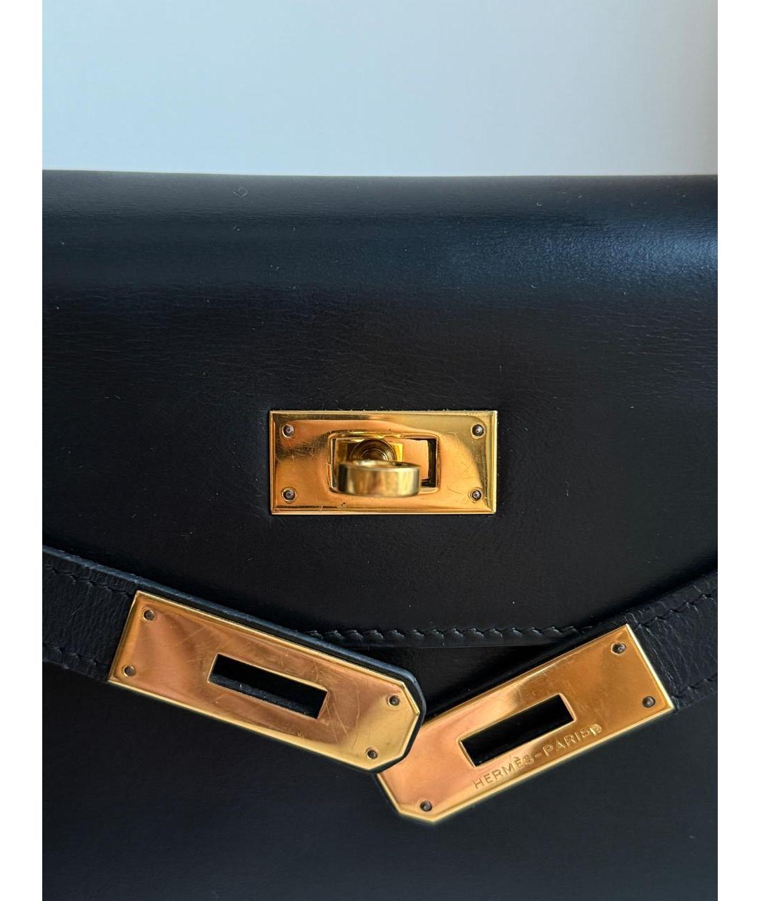 HERMES Черная кожаная сумка с короткими ручками, фото 5
