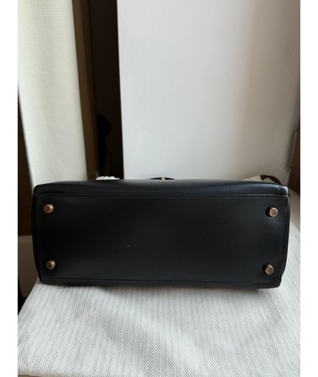 HERMES Черная кожаная сумка с короткими ручками, фото 4