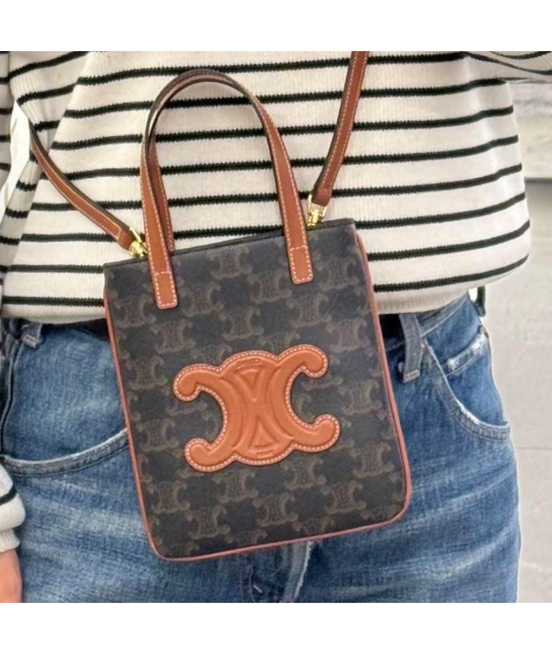 CELINE Коричневая кожаная сумка через плечо, фото 6