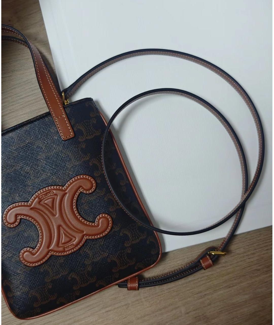 CELINE Коричневая кожаная сумка через плечо, фото 7