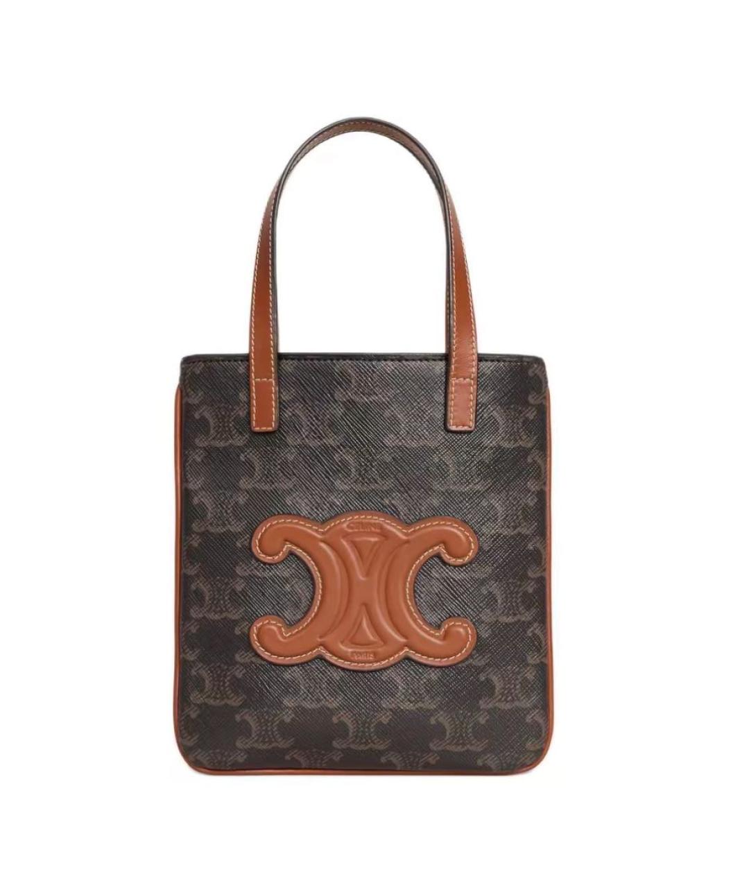 CELINE Коричневая кожаная сумка через плечо, фото 9