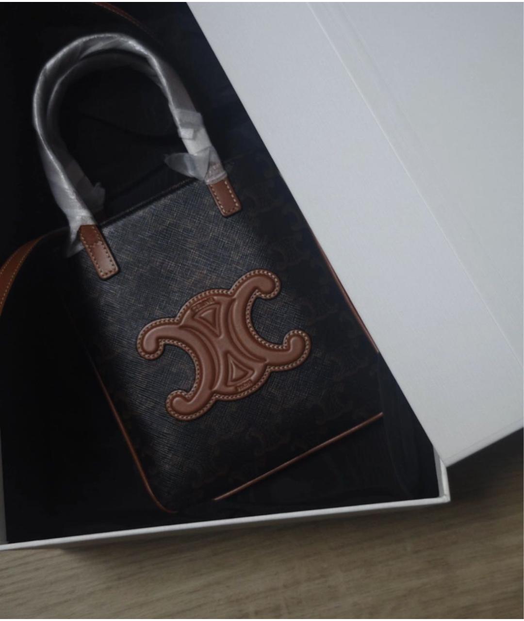 CELINE Коричневая кожаная сумка через плечо, фото 8