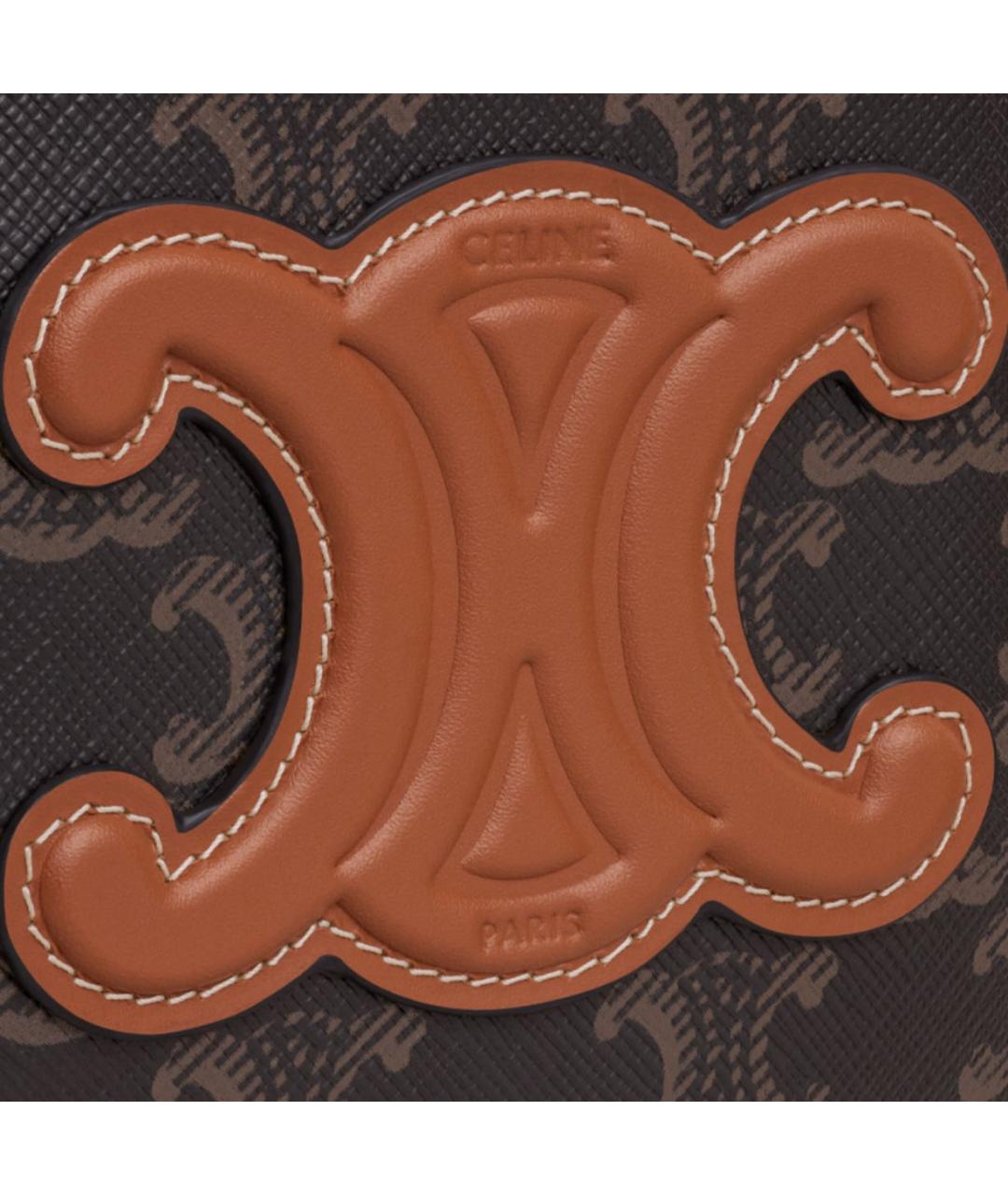CELINE Коричневая кожаная сумка через плечо, фото 5