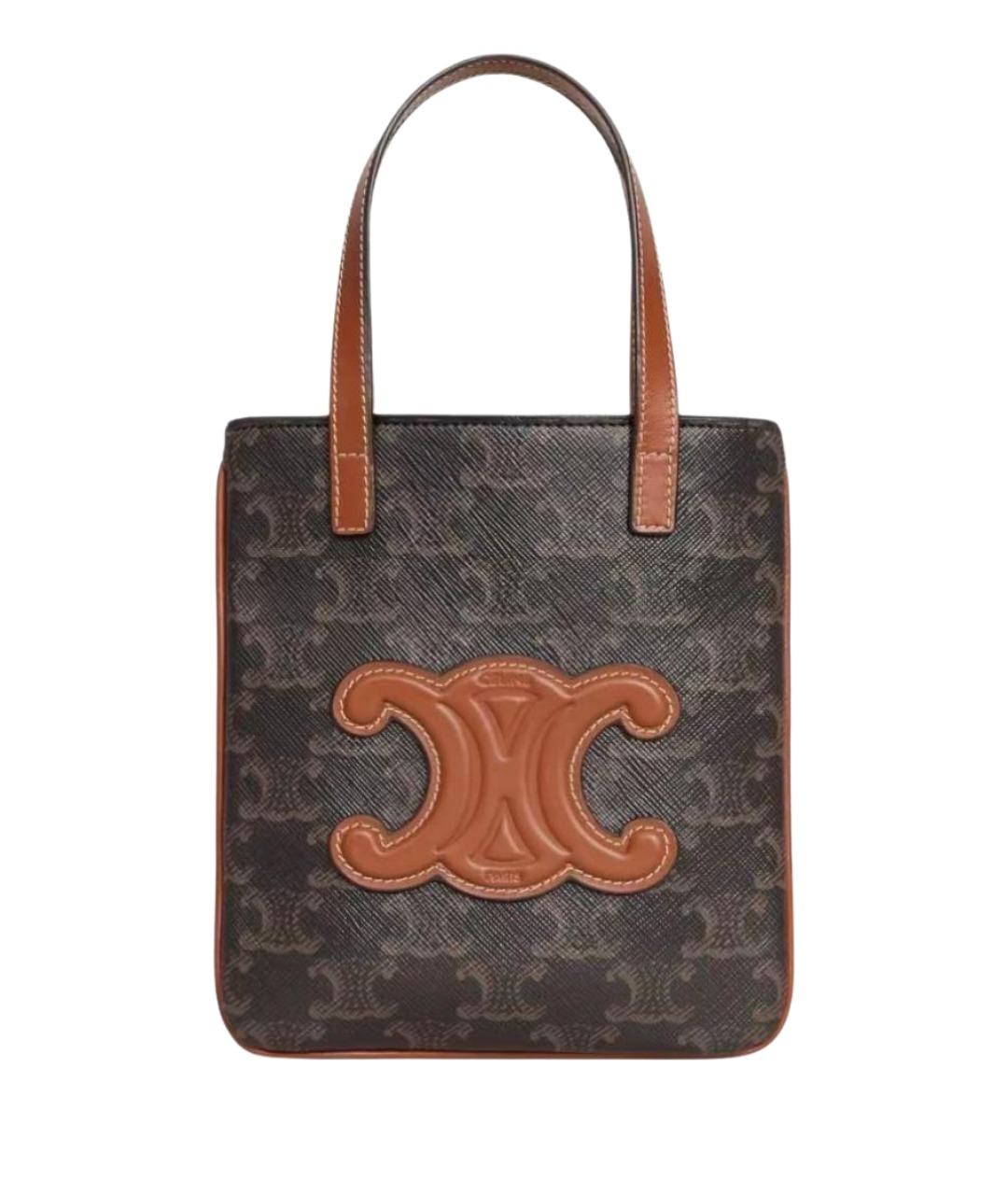 CELINE Коричневая кожаная сумка через плечо, фото 1