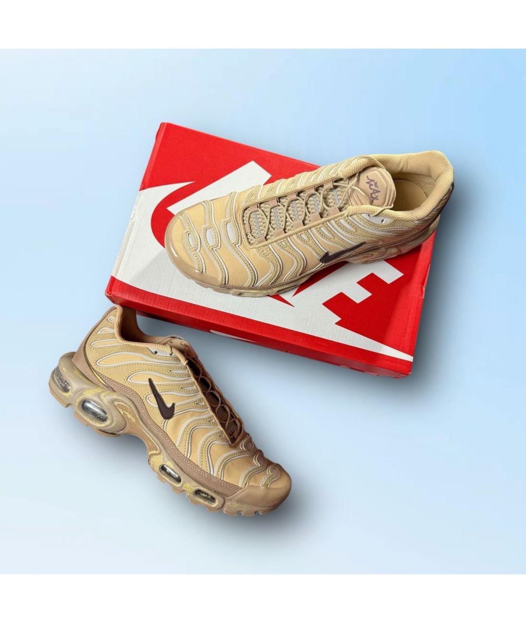 NIKE Бежевые текстильные низкие кроссовки / кеды, фото 2