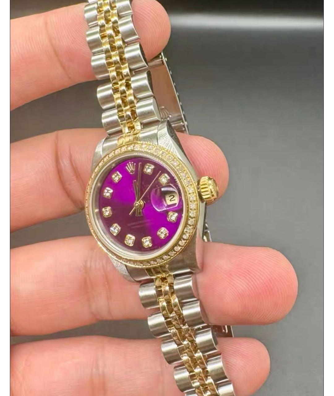 ROLEX Фиолетовые часы из желтого золота, фото 3