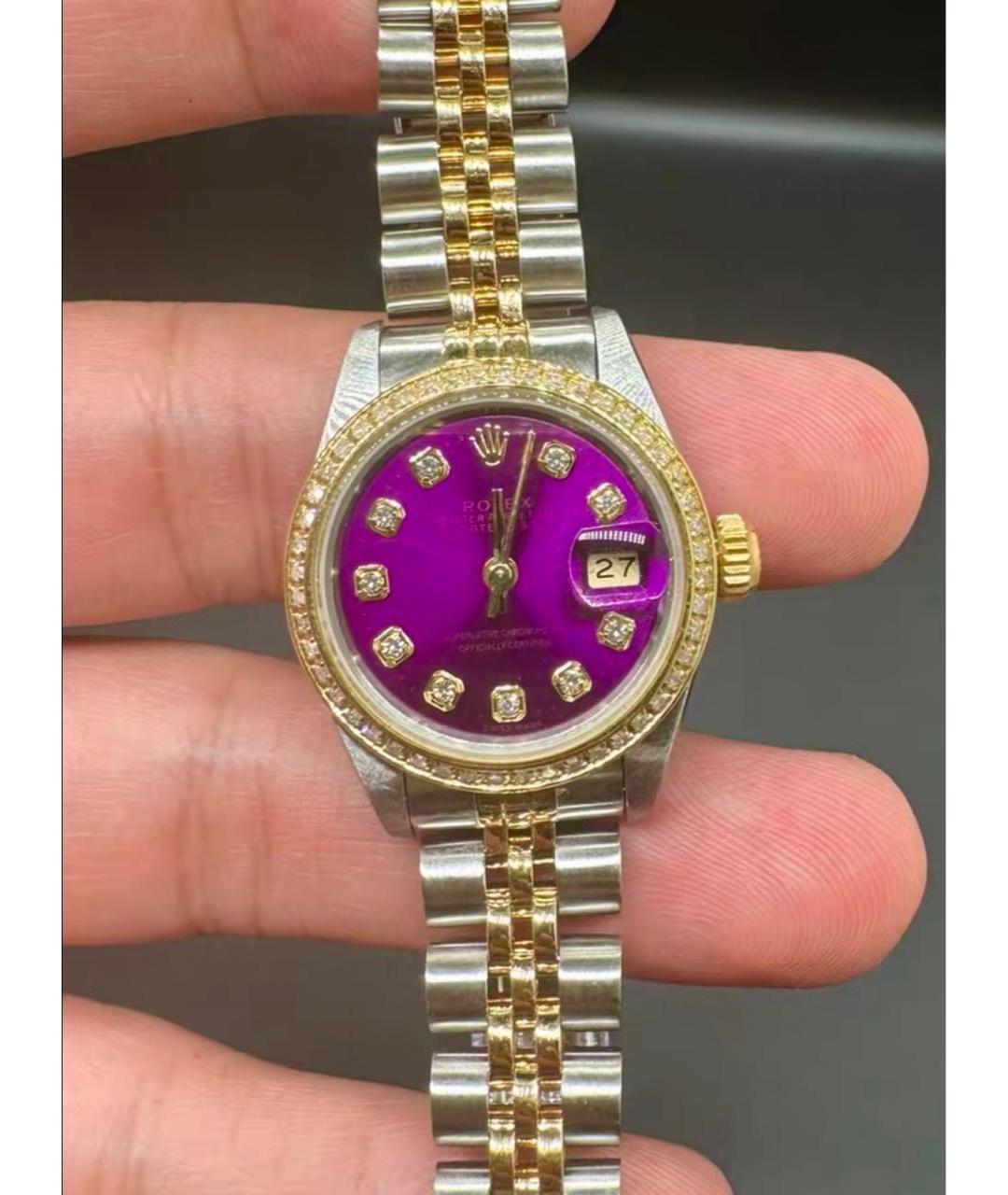 ROLEX Фиолетовые часы из желтого золота, фото 6