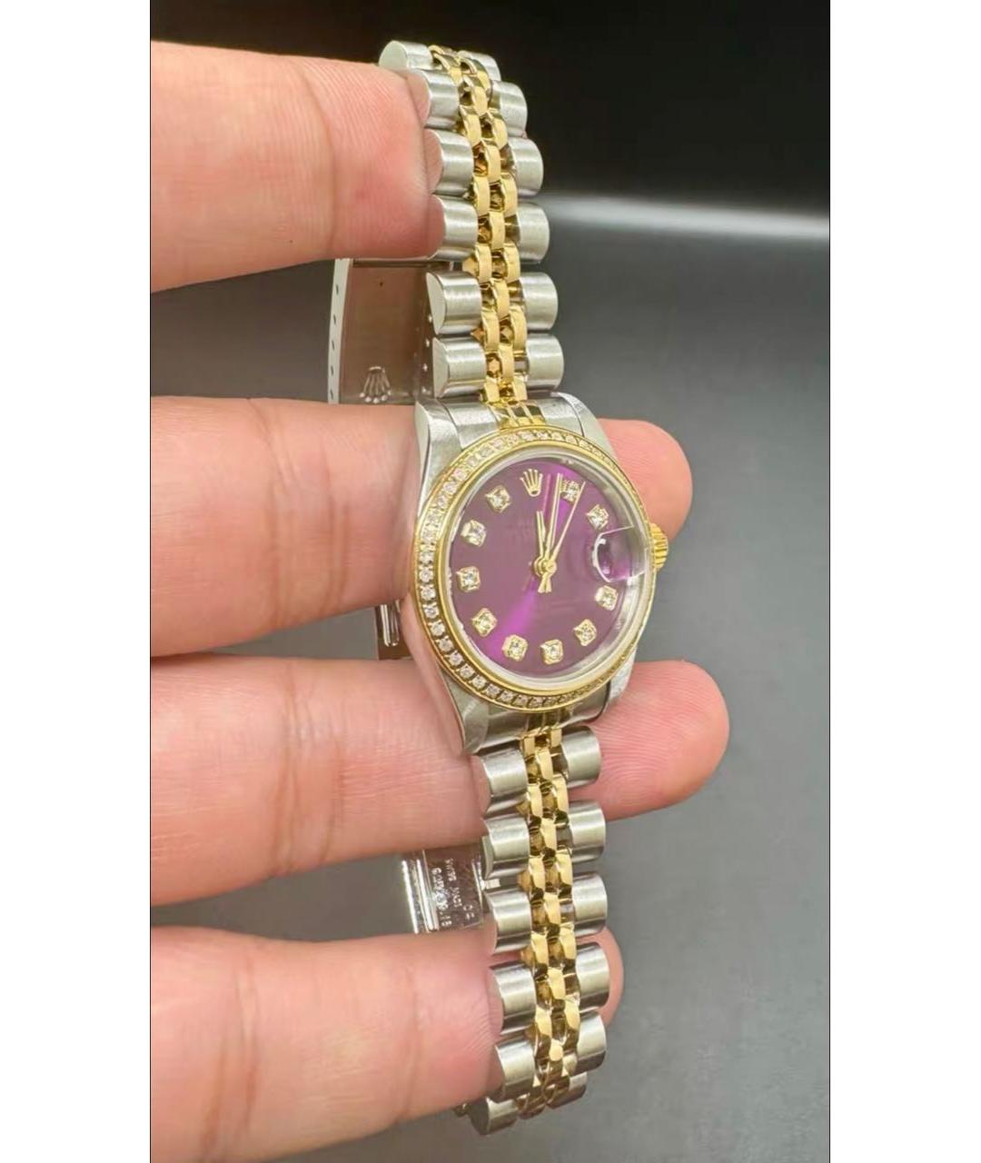 ROLEX Фиолетовые часы из желтого золота, фото 4