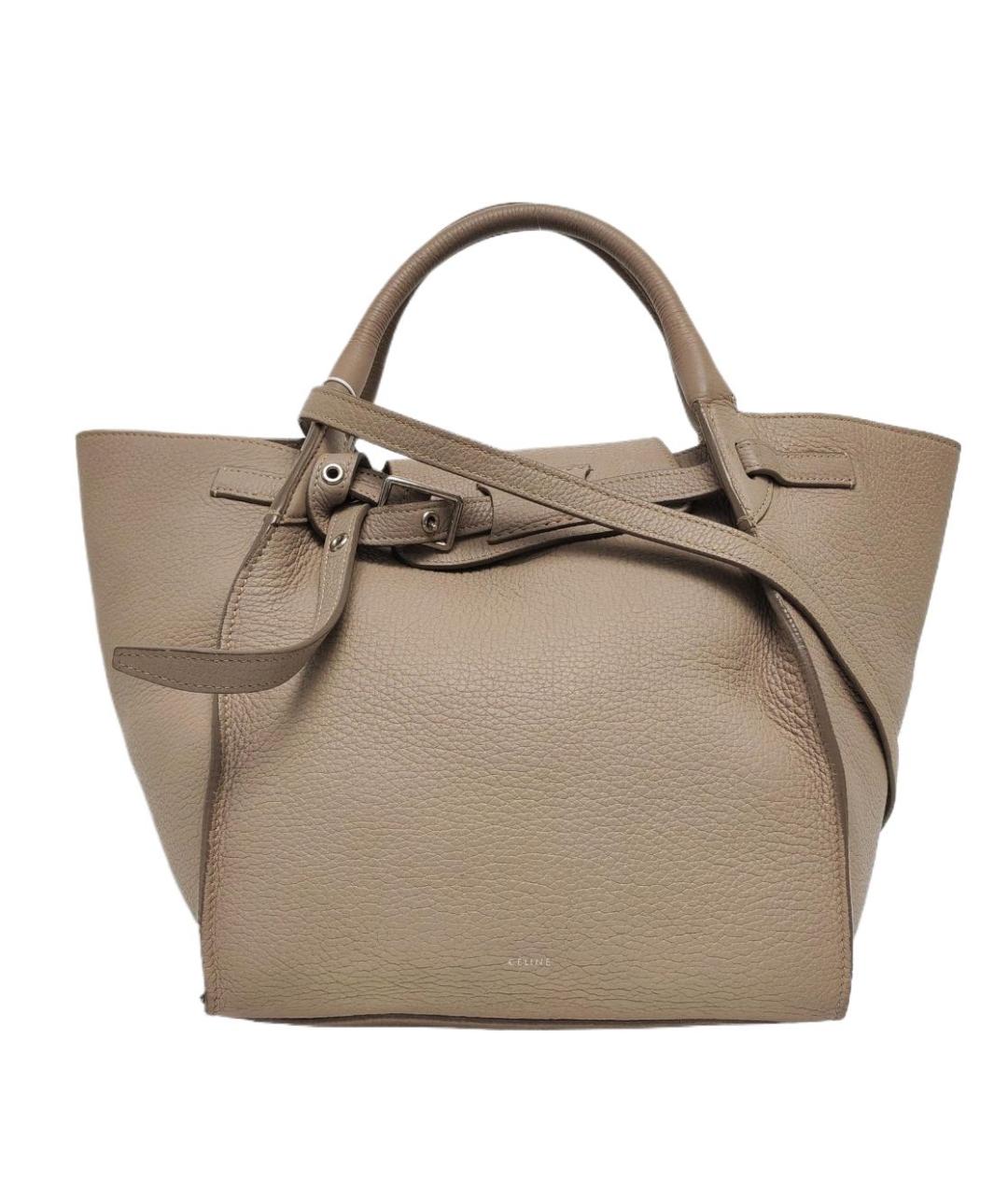 CELINE Бежевая кожаная сумка через плечо, фото 4