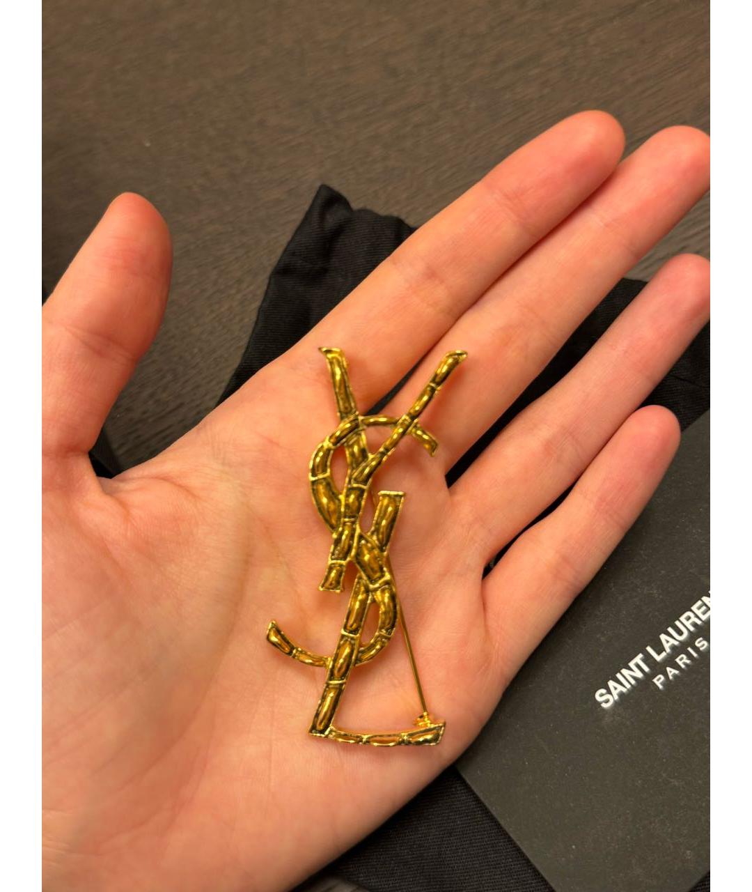 SAINT LAURENT Золотая металлическая булавка / брошь, фото 2