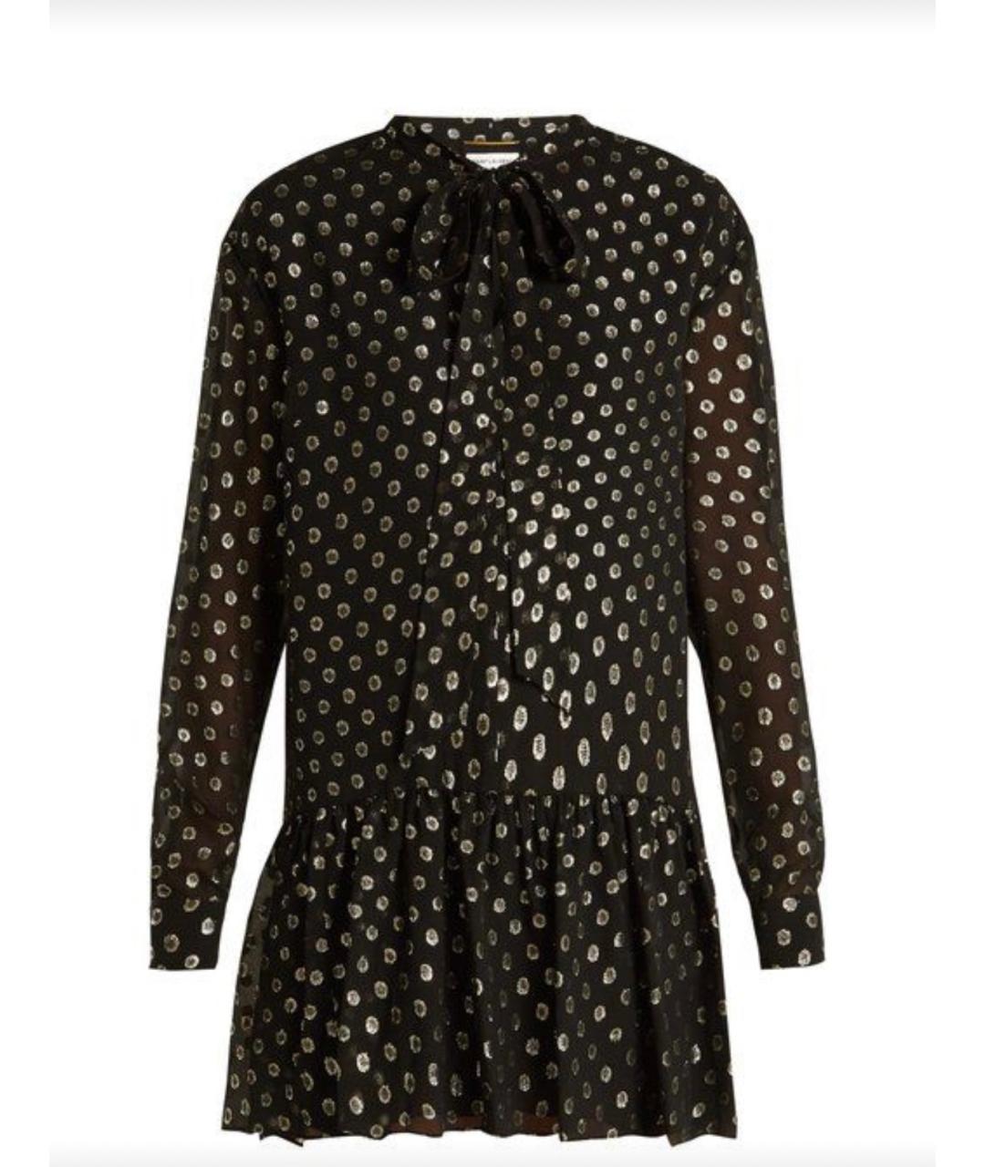 SAINT LAURENT Черное хлопковое коктейльное платье, фото 8