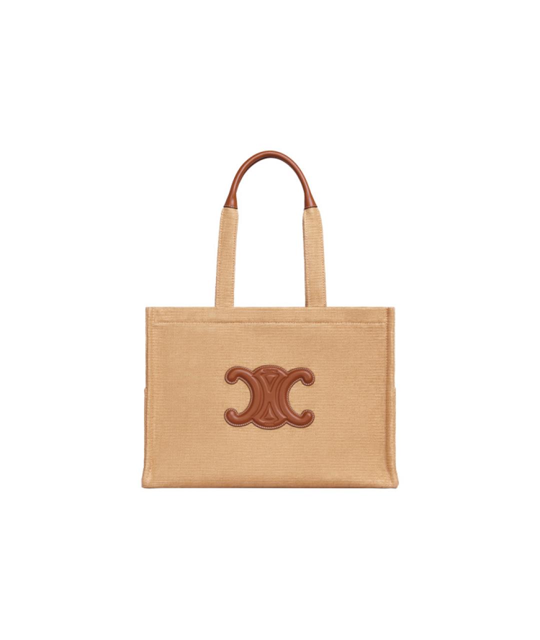 CELINE Бежевая тканевая сумка через плечо, фото 2