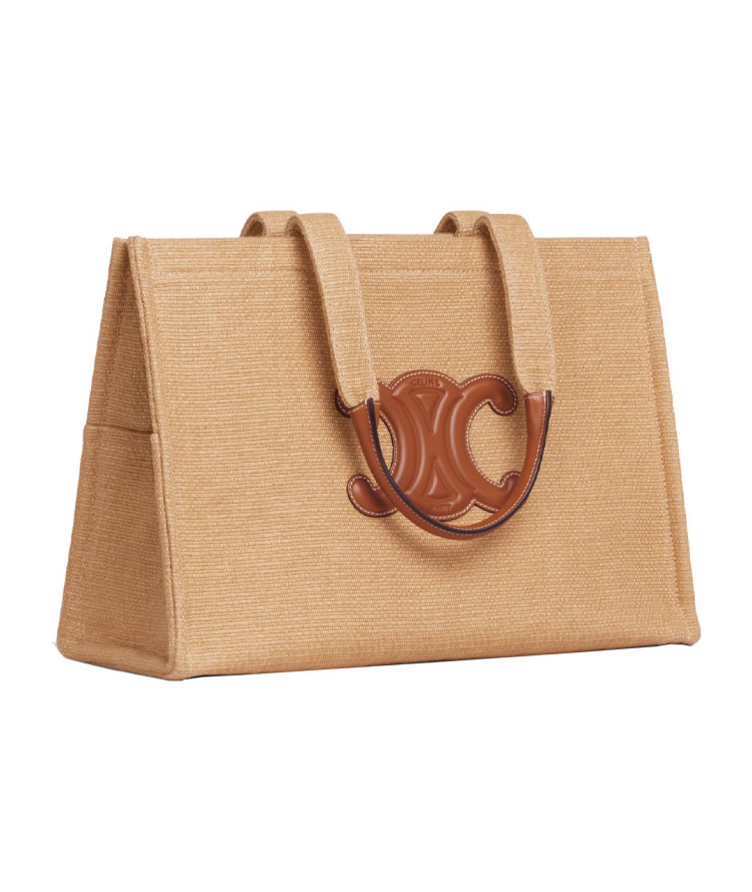 CELINE Бежевая тканевая сумка через плечо, фото 3