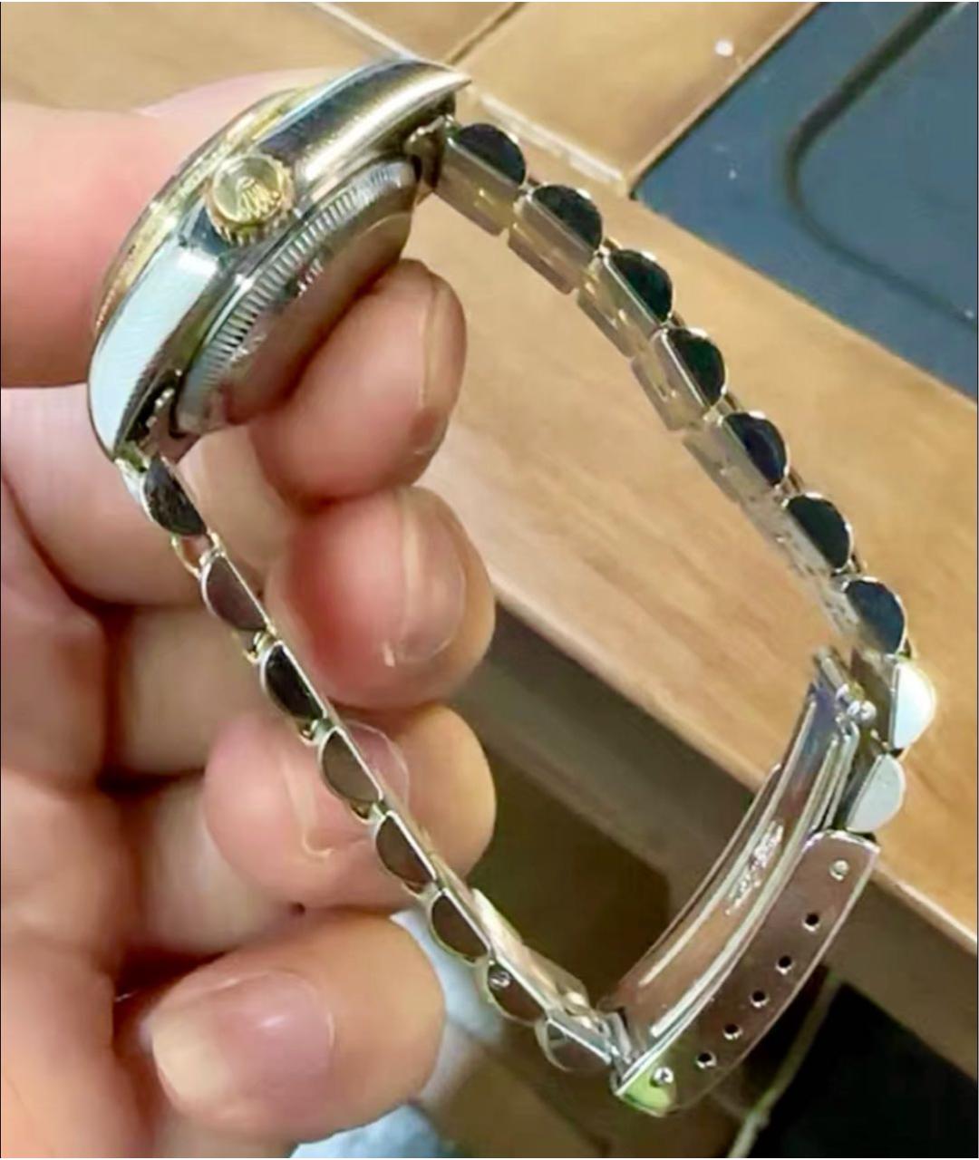 ROLEX Голубые часы из желтого золота, фото 3