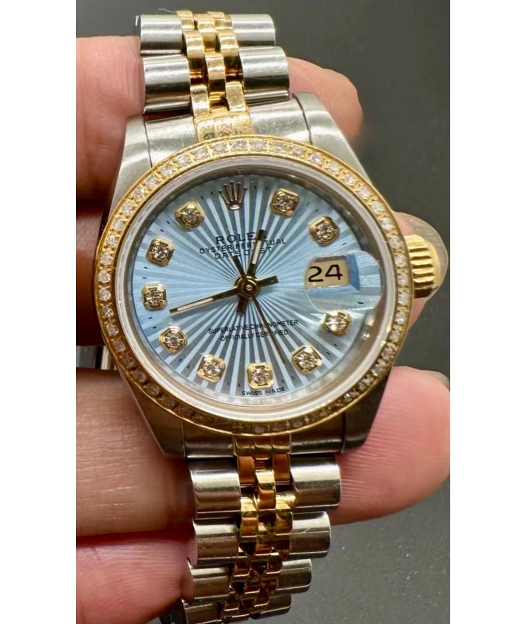 ROLEX Голубые часы из желтого золота, фото 2