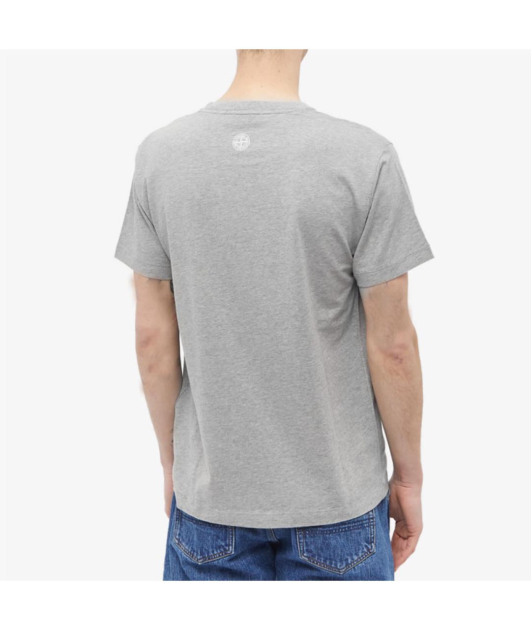 STONE ISLAND Серая хлопковая футболка, фото 3