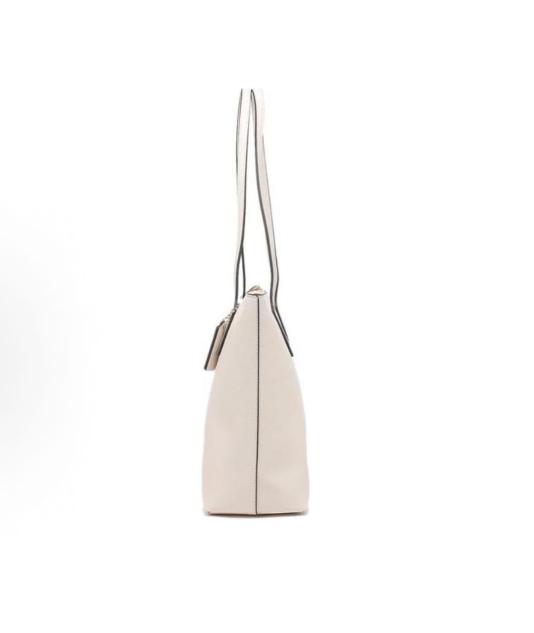 COACH Белая кожаная сумка с короткими ручками, фото 2