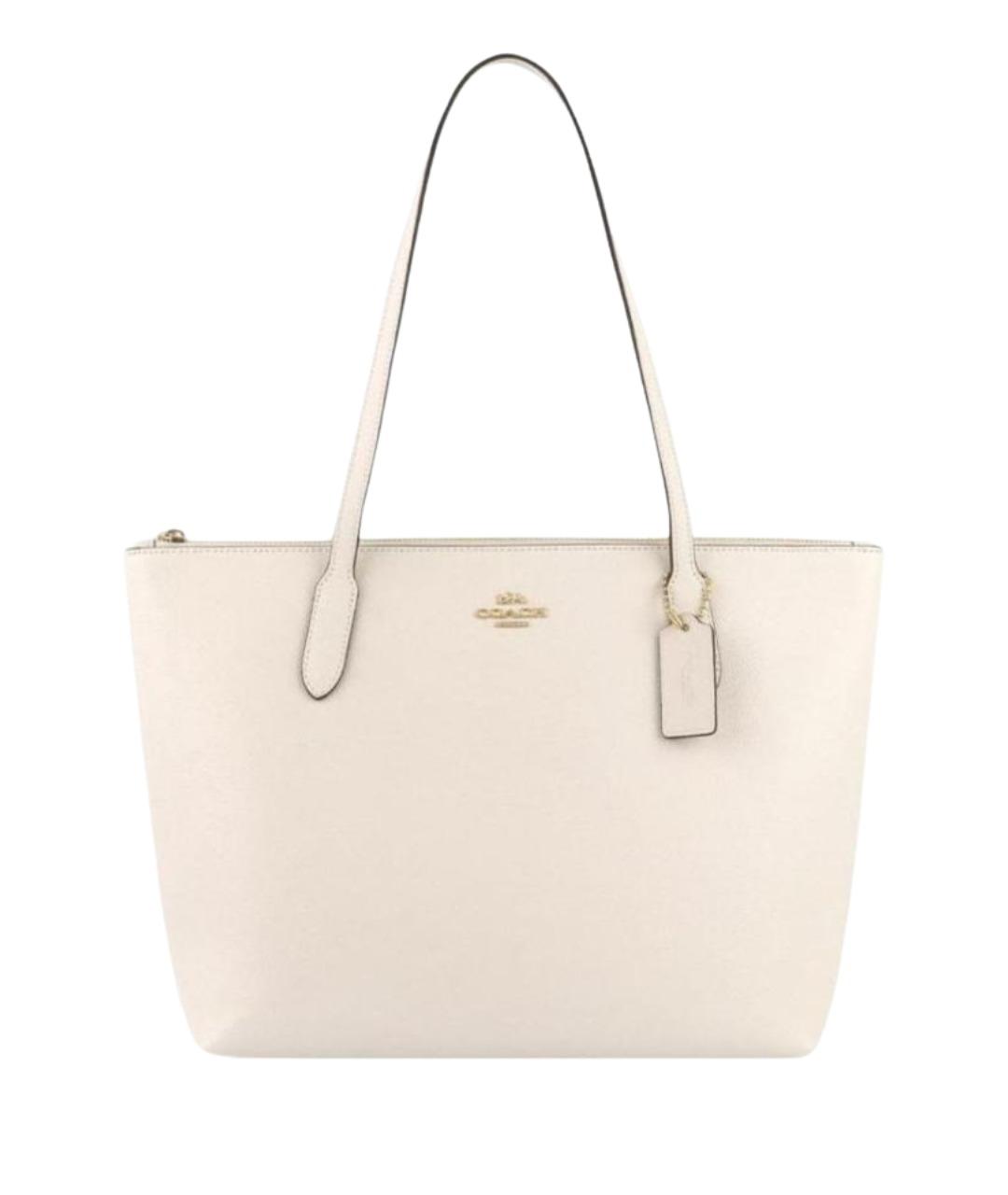 COACH Белая кожаная сумка с короткими ручками, фото 1