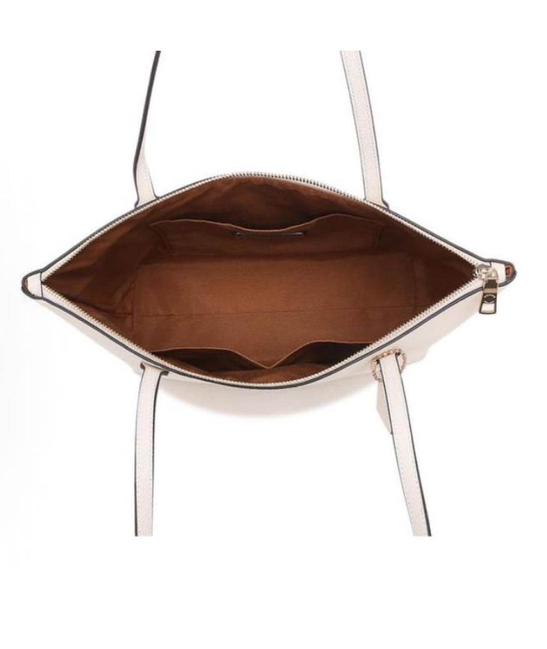 COACH Белая кожаная сумка с короткими ручками, фото 4