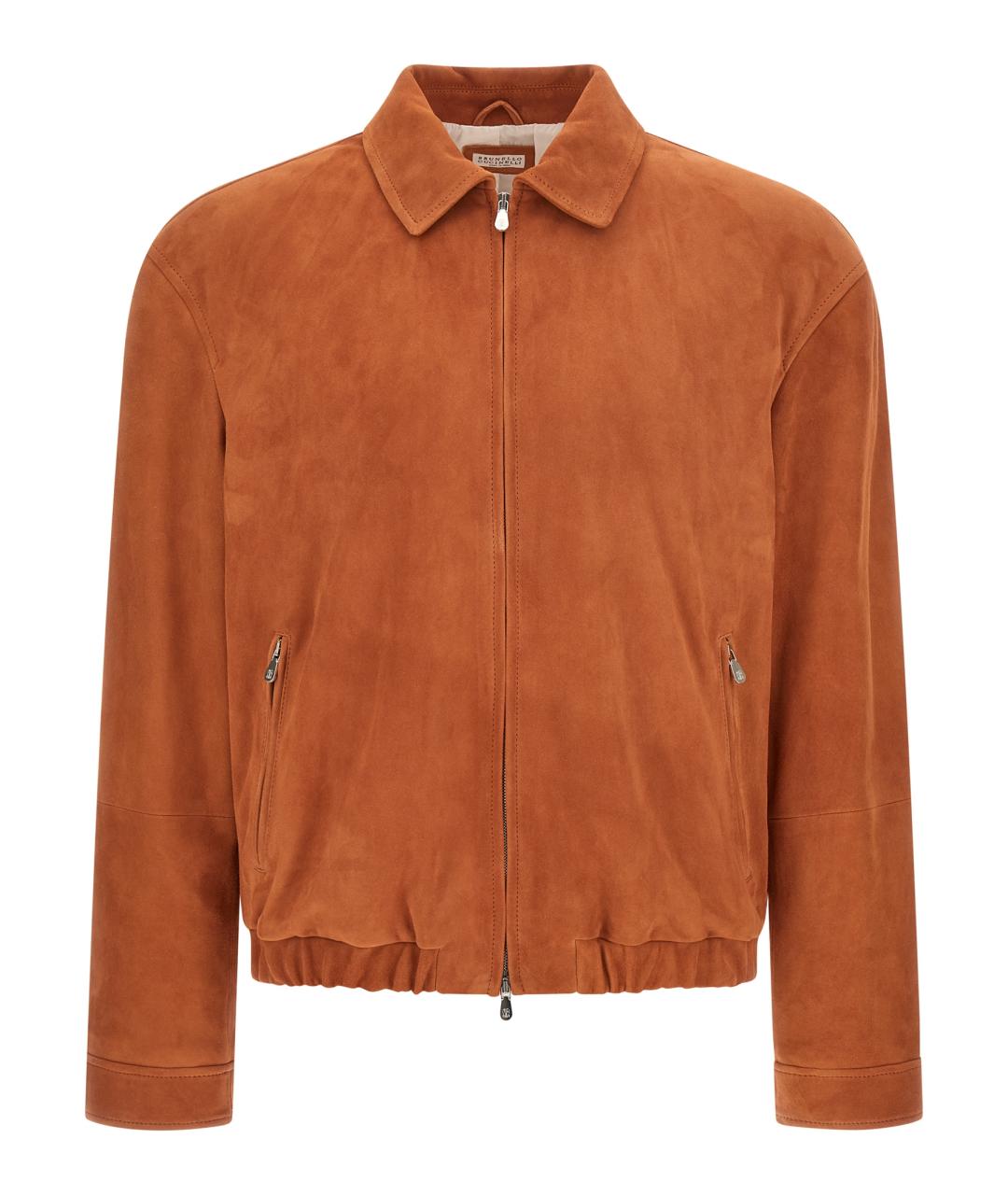 BRUNELLO CUCINELLI Оранжевая кожаная куртка, фото 1