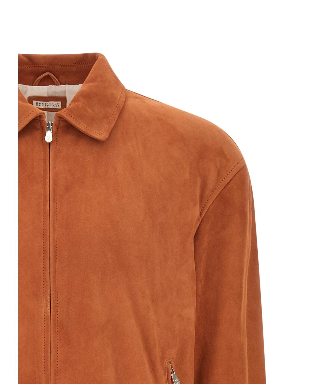 BRUNELLO CUCINELLI Оранжевая кожаная куртка, фото 3