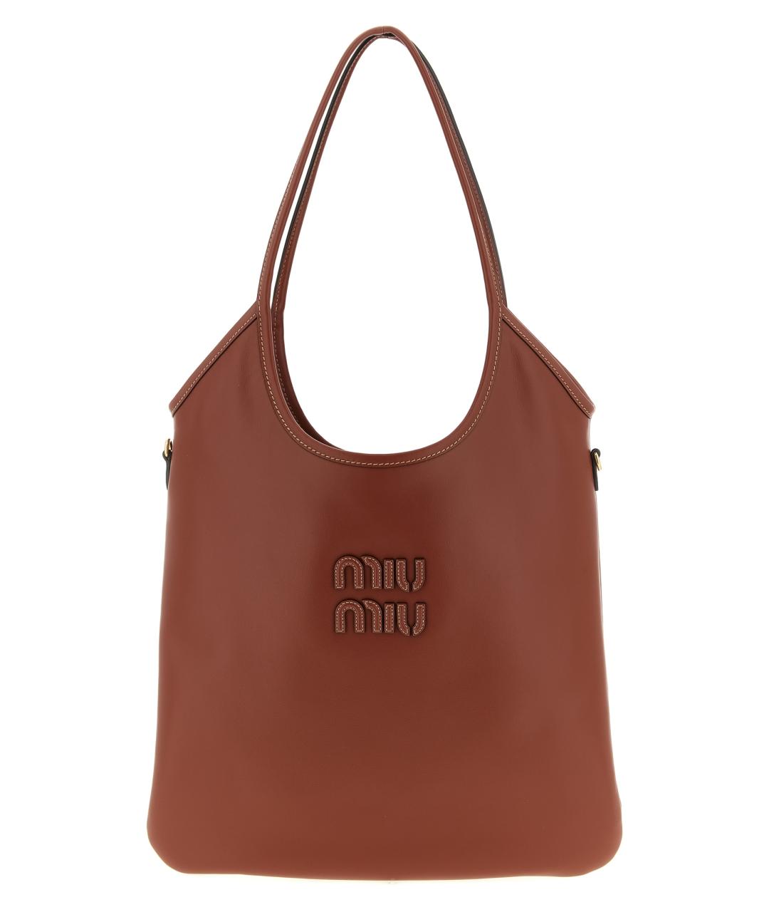 MIU MIU Коричневая кожаная сумка через плечо, фото 1