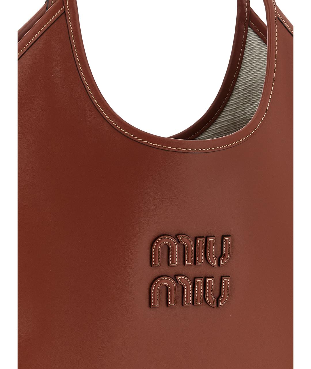 MIU MIU Коричневая кожаная сумка через плечо, фото 3