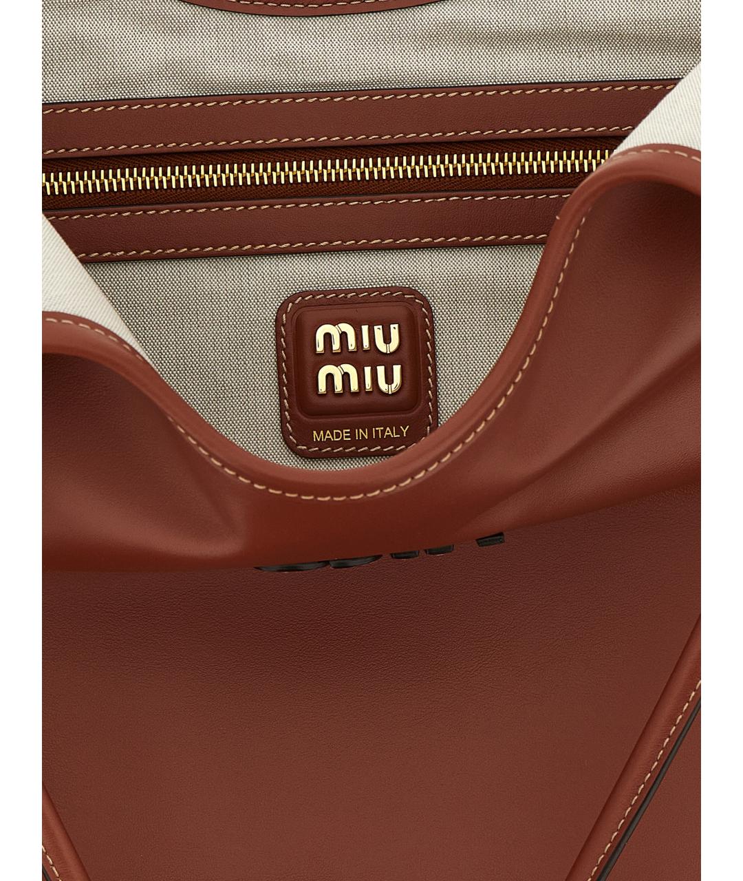 MIU MIU Коричневая кожаная сумка через плечо, фото 4