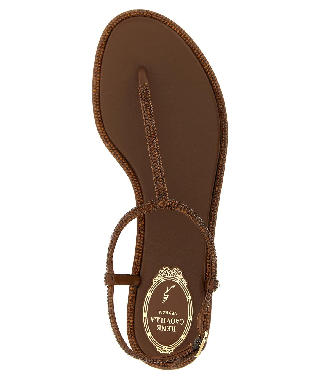 RENE CAOVILLA Коричневые кожаные босоножки, фото 4