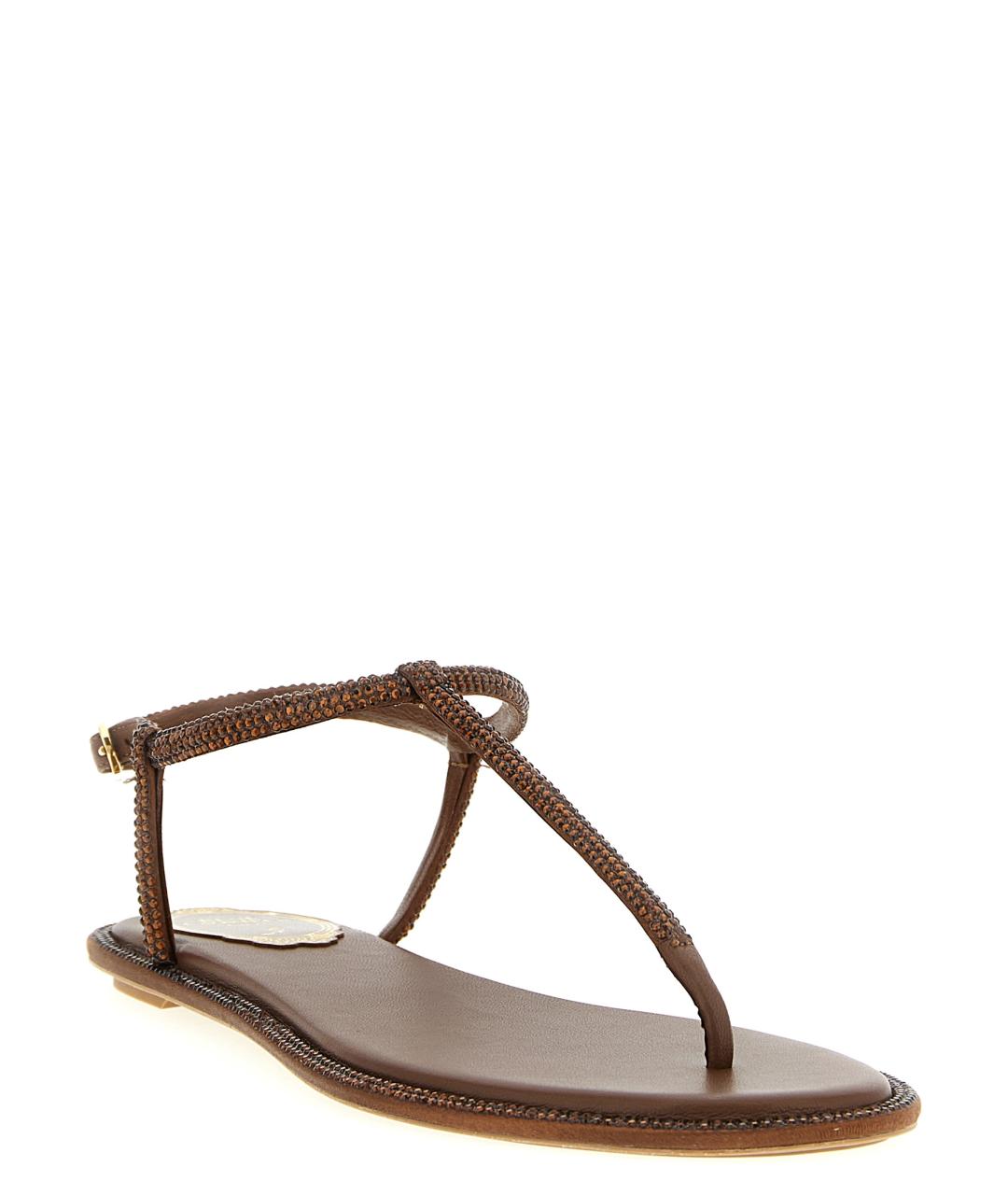 RENE CAOVILLA Коричневые кожаные босоножки, фото 2