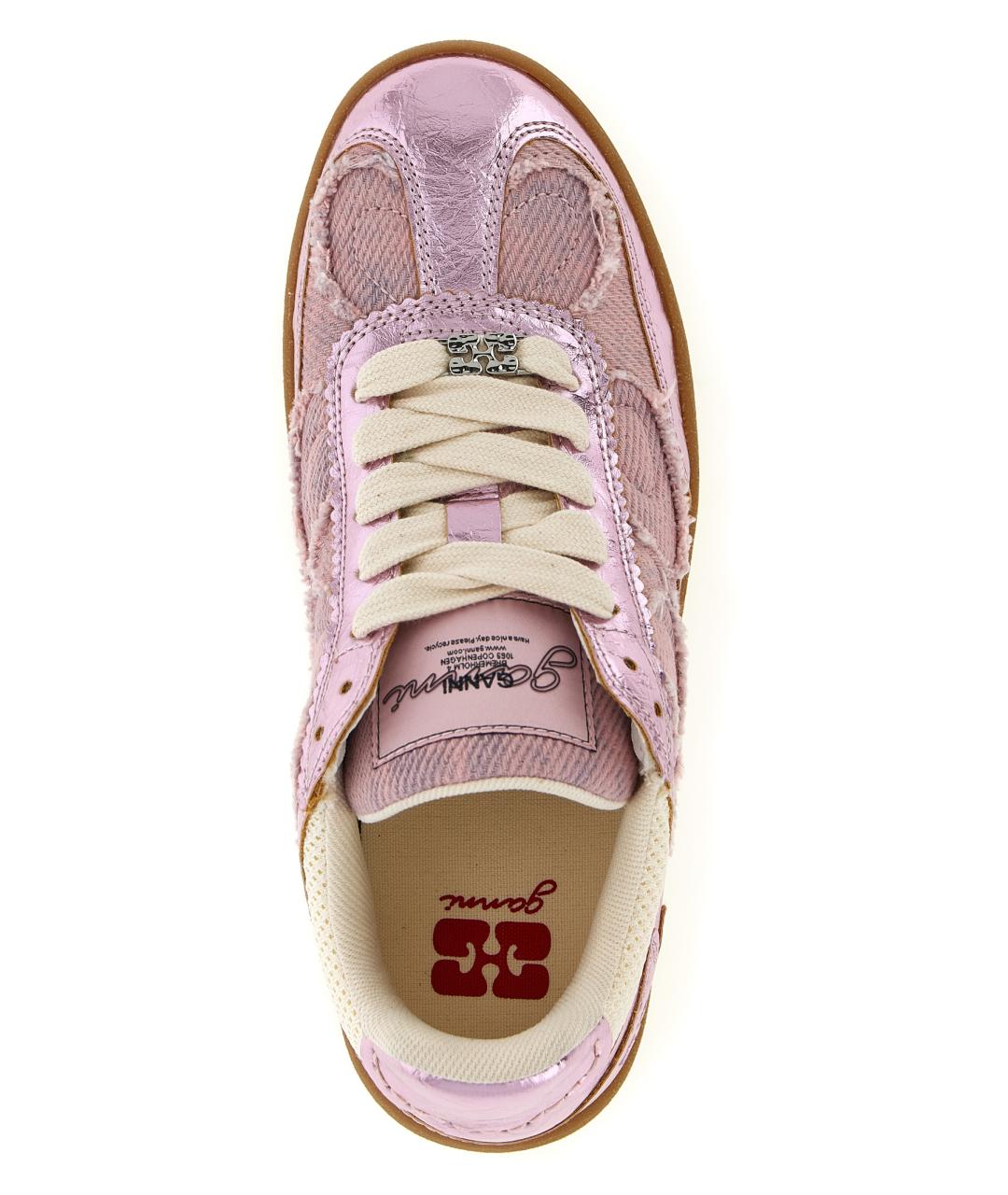 GANNI Розовые текстильные кроссовки, фото 4