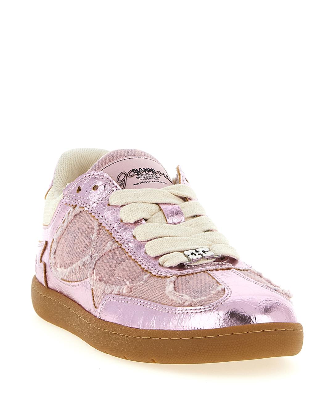 GANNI Розовые текстильные кроссовки, фото 2