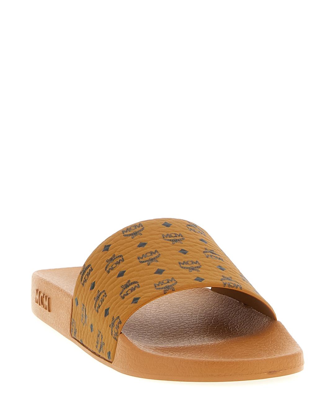 MCM Коричневые резиновые шлепанцы, фото 2