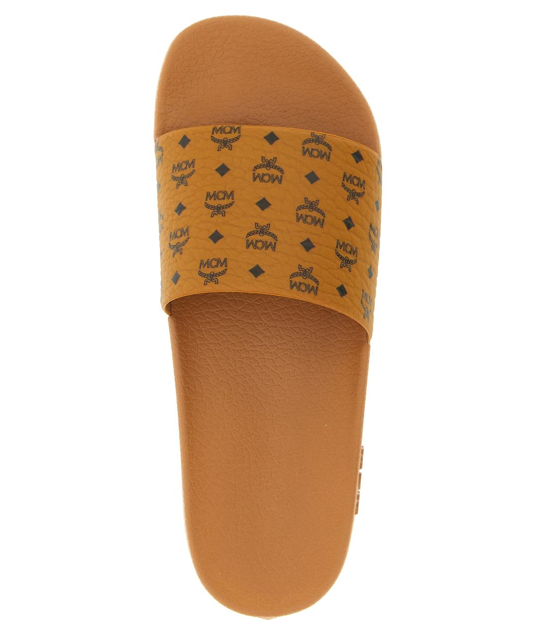 MCM Коричневые резиновые шлепанцы, фото 4