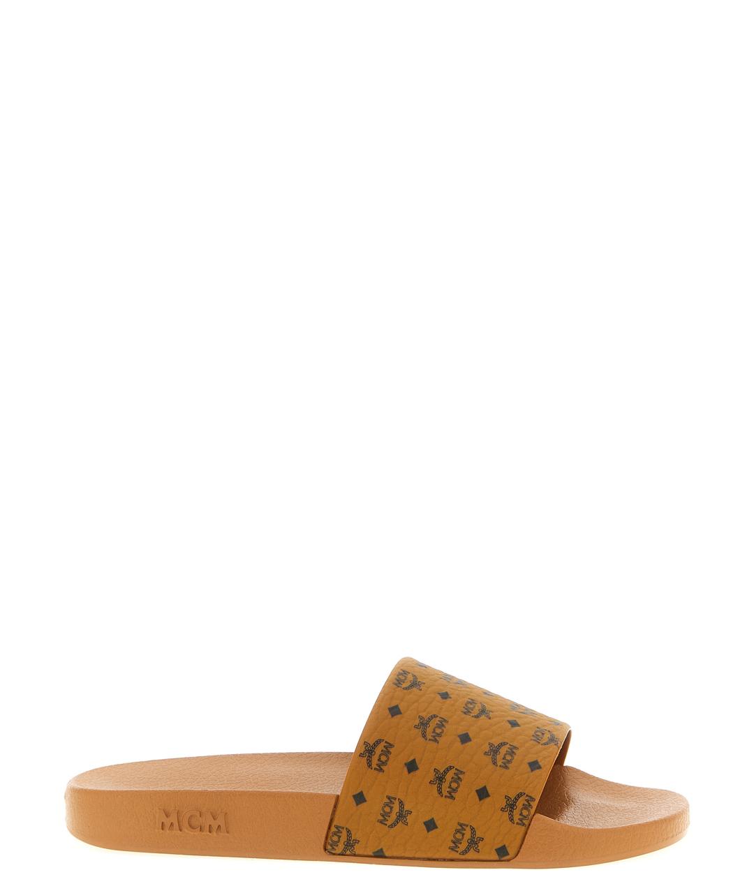 MCM Коричневые резиновые шлепанцы, фото 1