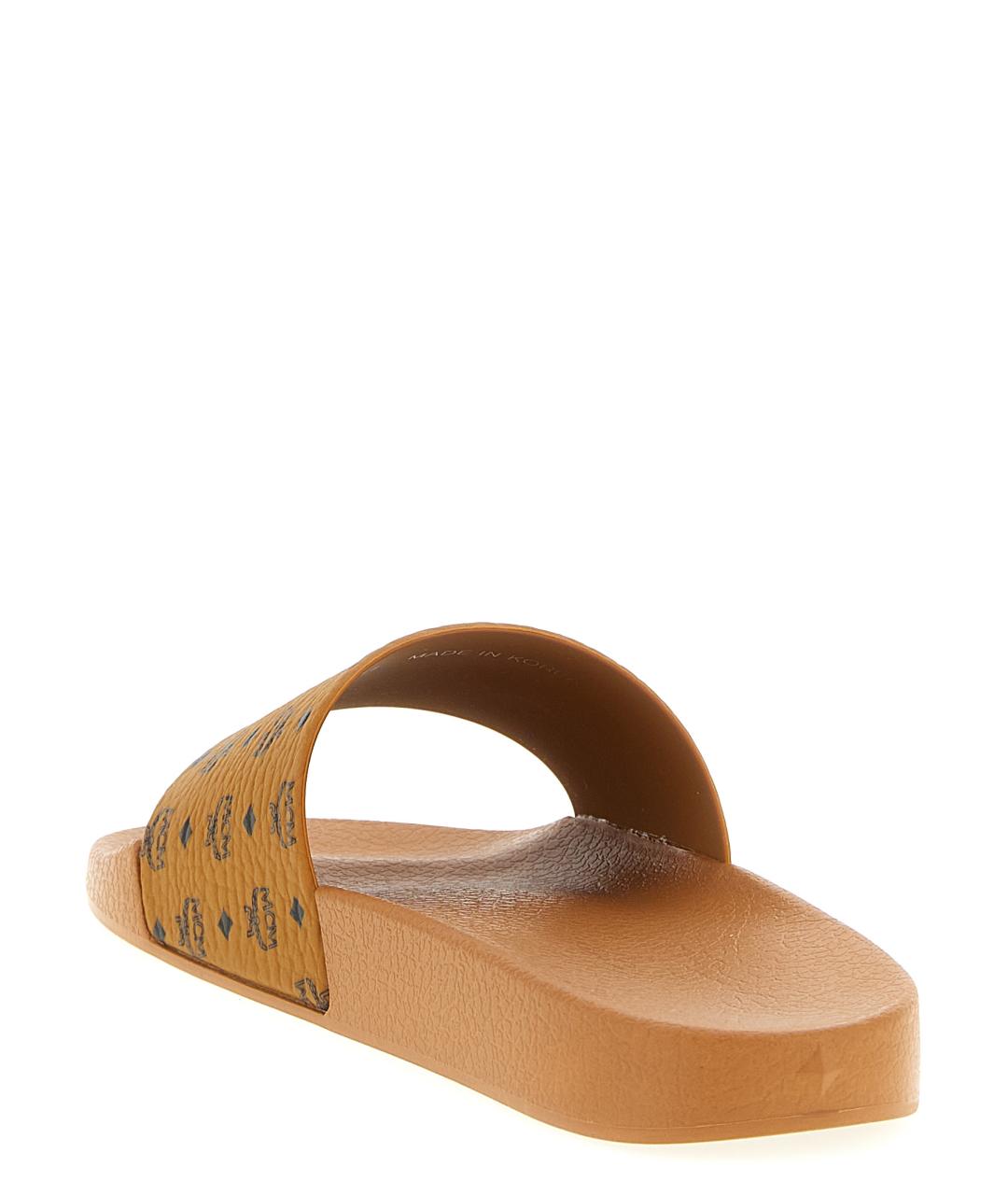 MCM Коричневые резиновые шлепанцы, фото 3